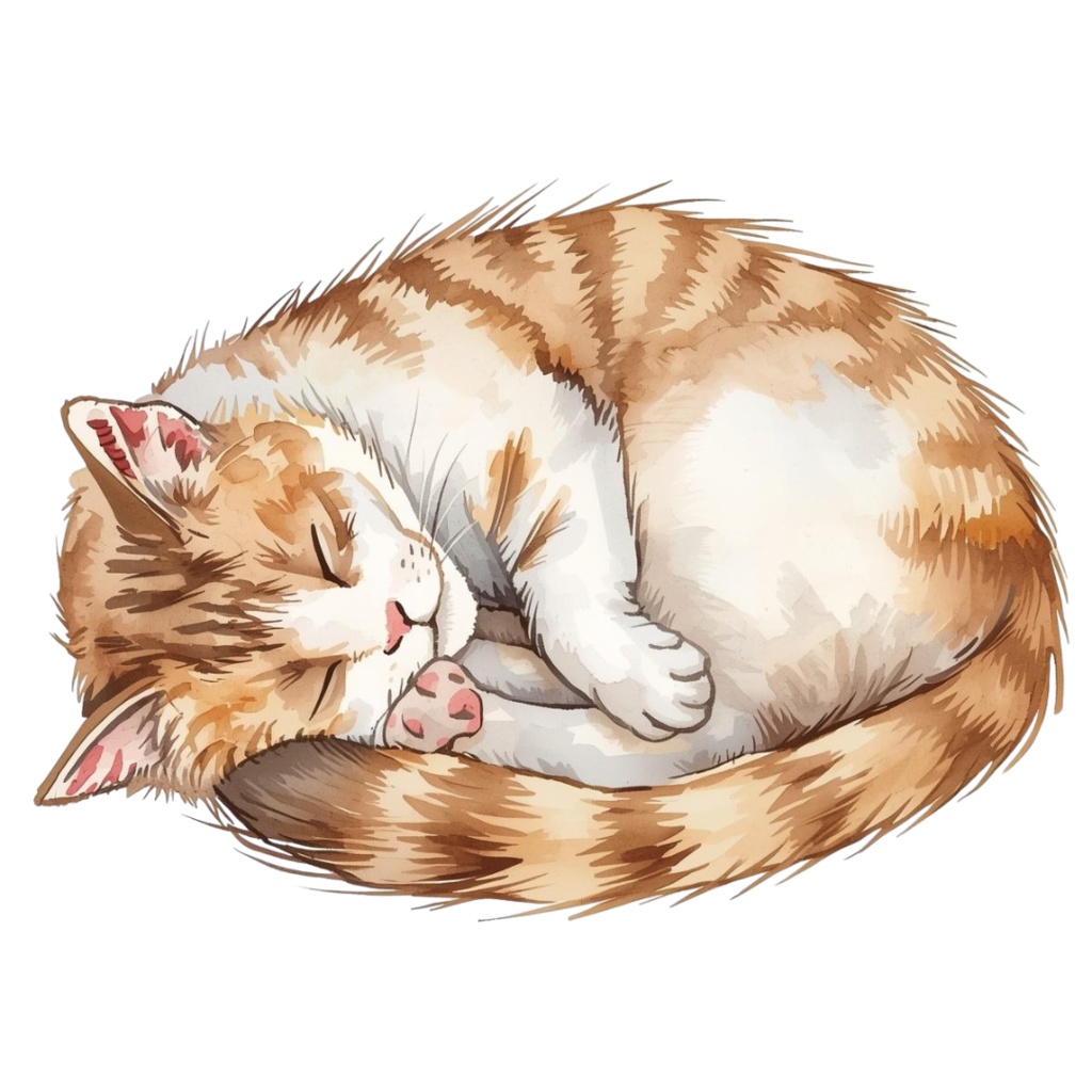 水彩画風 クリップアート猫 33枚セットPNG /Watercolor Style Cat Clipart Set – 33 PNG Images