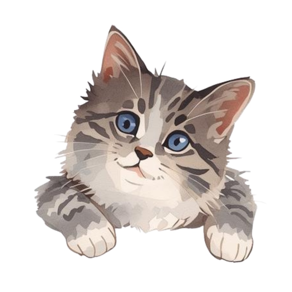 水彩画風 クリップアート猫 33枚セットPNG /Watercolor Style Cat Clipart Set – 33 PNG Images