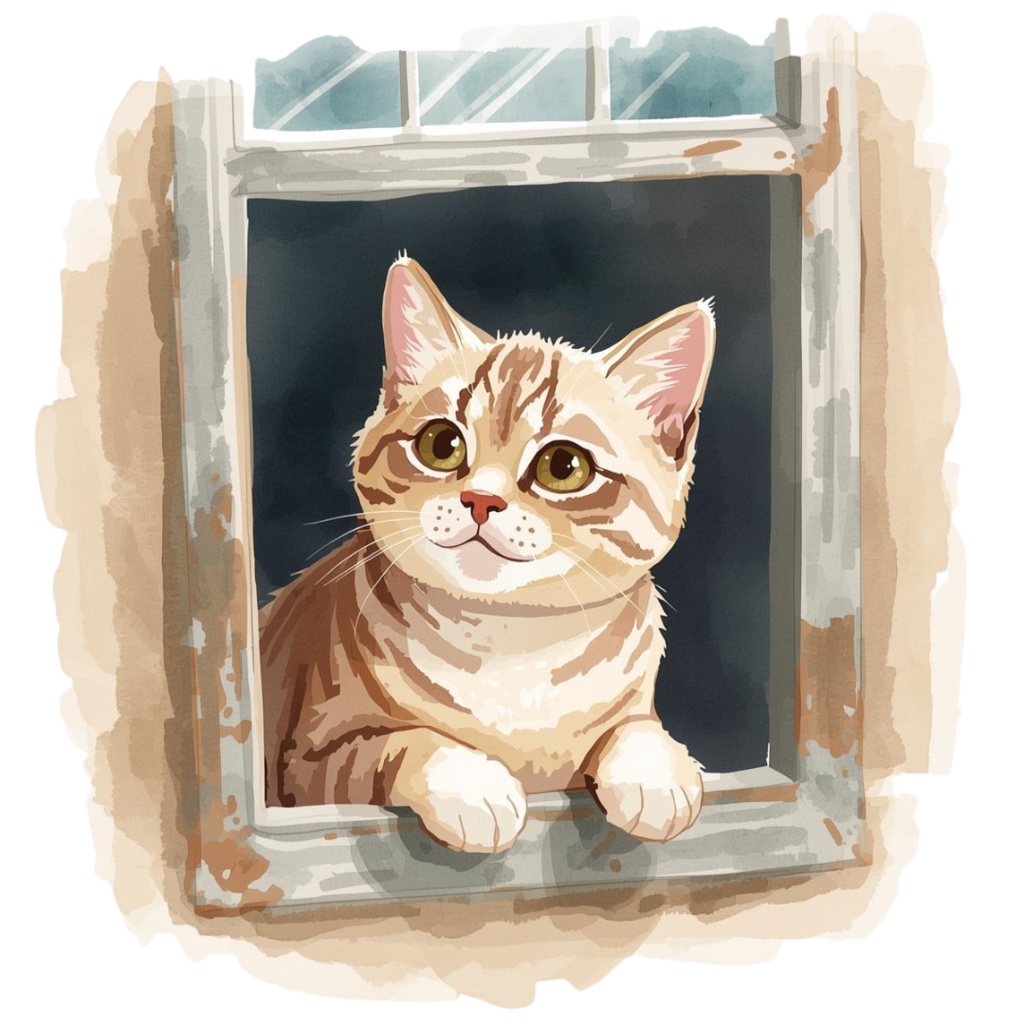 水彩画風 クリップアート猫 33枚セットPNG /Watercolor Style Cat Clipart Set – 33 PNG Images