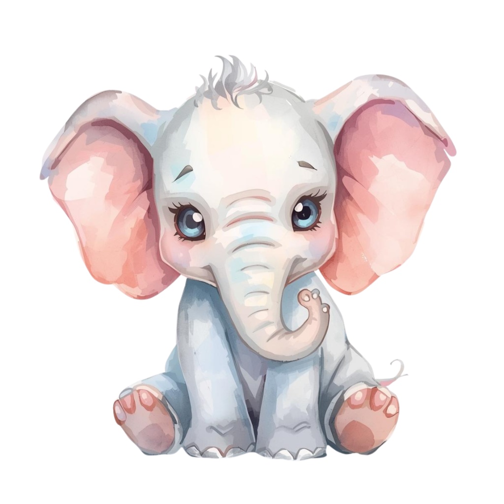 かわいい動物たちの水彩イラスト(36枚・PNG) /Kindergarten Animal Collection – 36 Soft Watercolor Illustrations (PNG)