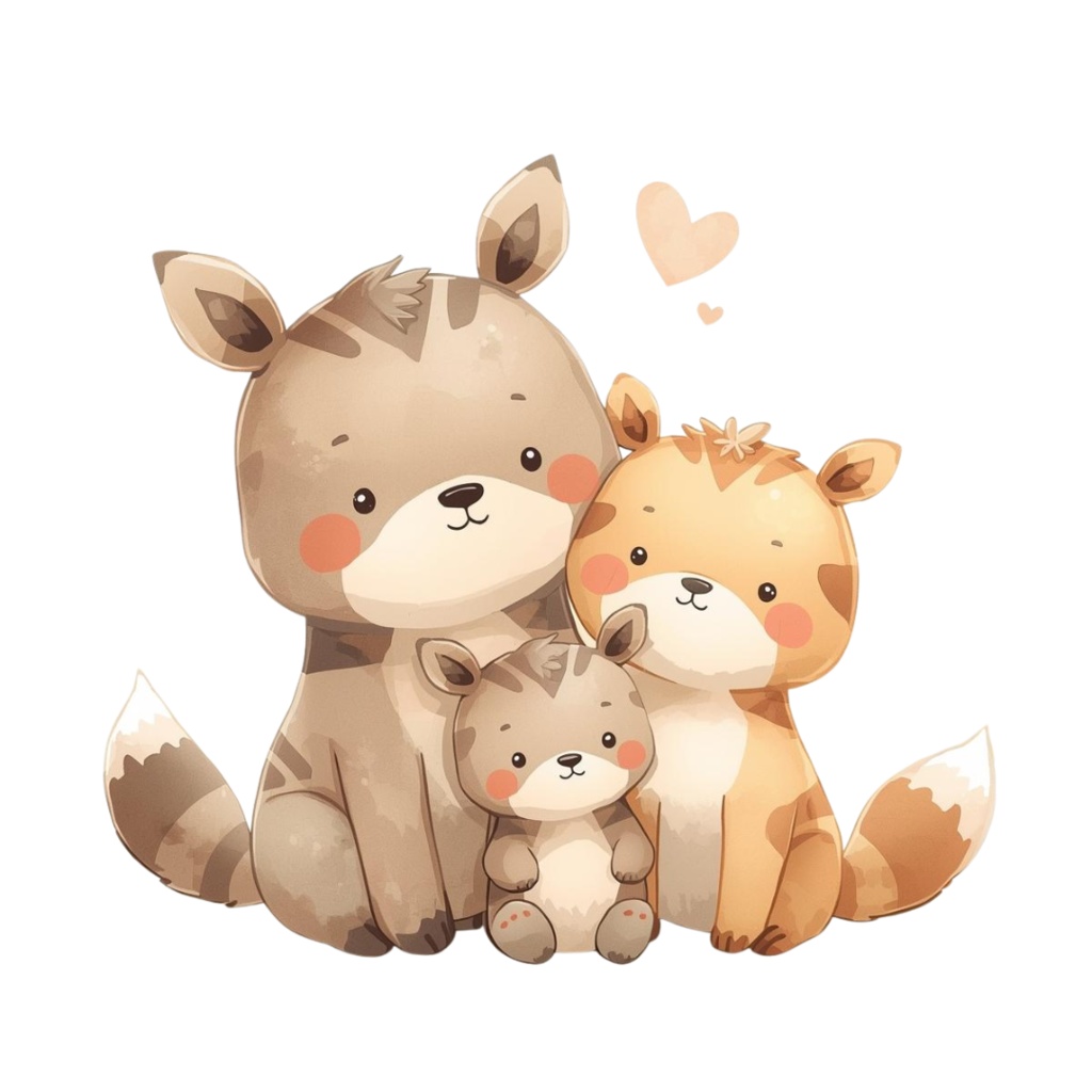 かわいい動物たちの水彩イラスト(36枚・PNG) /Kindergarten Animal Collection – 36 Soft Watercolor Illustrations (PNG)