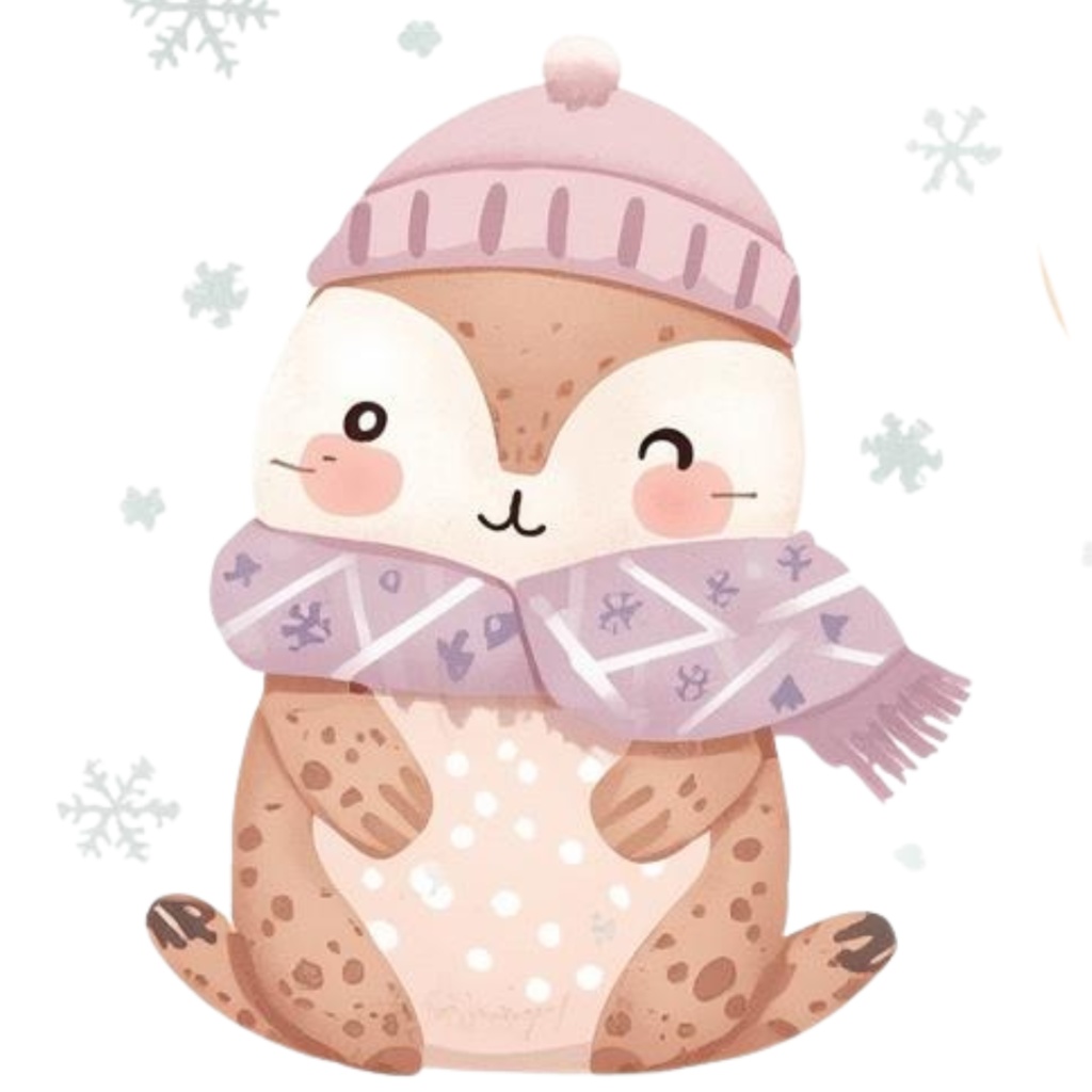 ふんわり可愛い 秋と冬のどうぶつたち(37枚セット・PNG形式)/Cute Autumn and Winter Animals – Gentle Watercolor Collection (37 PNGs)
