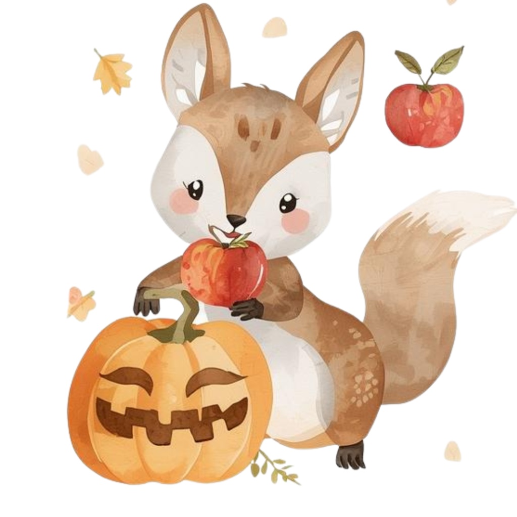 ふんわり可愛い 秋と冬のどうぶつたち(37枚セット・PNG形式)/Cute Autumn and Winter Animals – Gentle Watercolor Collection (37 PNGs)