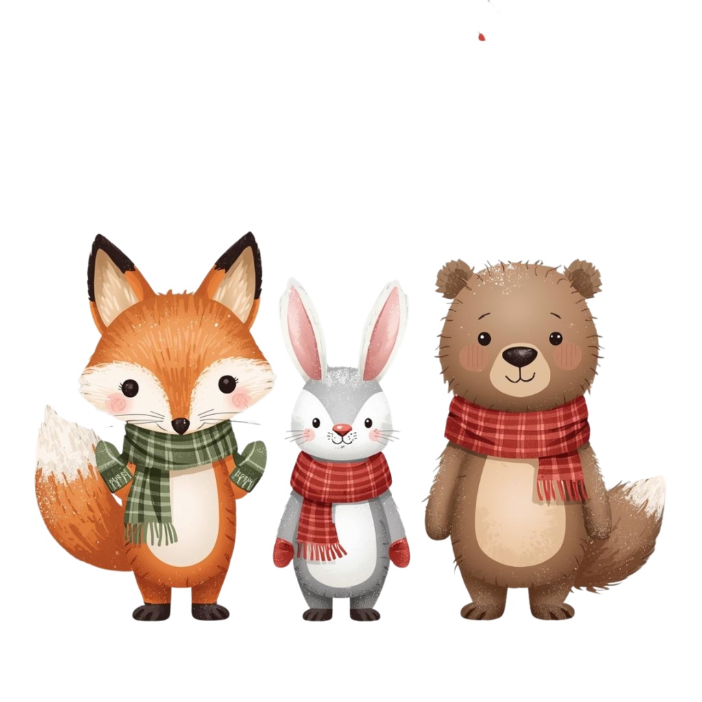 ふんわり可愛い 秋と冬のどうぶつたち(37枚セット・PNG形式)/Cute Autumn and Winter Animals – Gentle Watercolor Collection (37 PNGs)