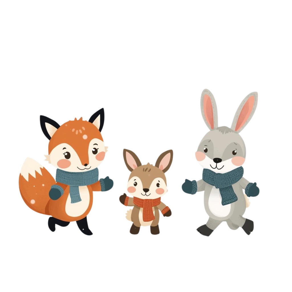 ふんわり可愛い 秋と冬のどうぶつたち(37枚セット・PNG形式)/Cute Autumn and Winter Animals – Gentle Watercolor Collection (37 PNGs)