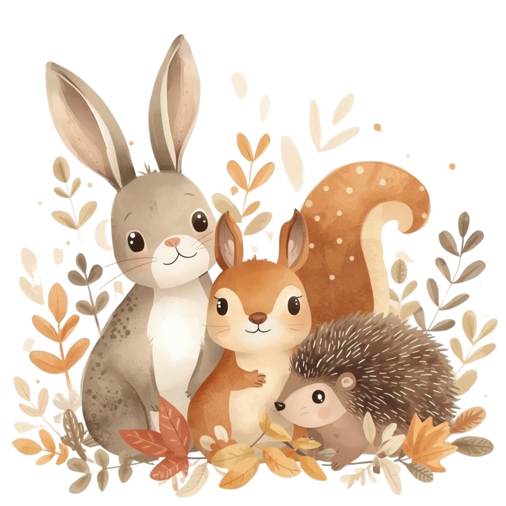 ふんわり可愛い 秋と冬のどうぶつたち(37枚セット・PNG形式)/Cute Autumn and Winter Animals – Gentle Watercolor Collection (37 PNGs)