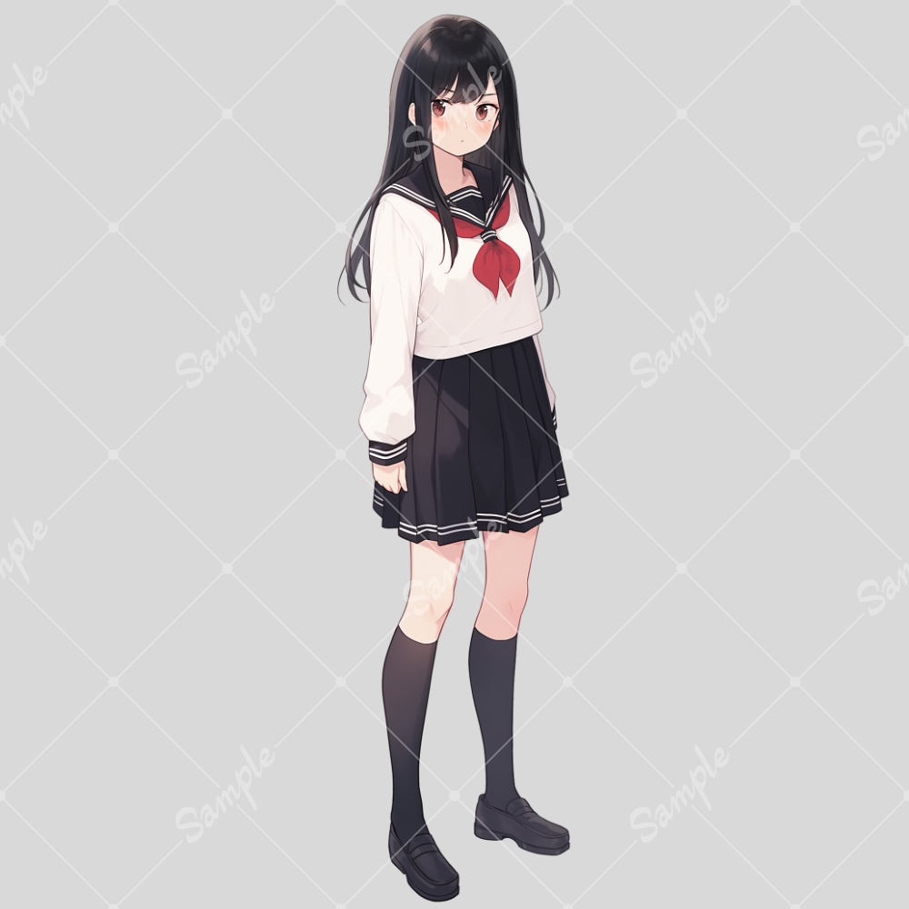 全身立ち絵素材1 セーラー服 女子高生