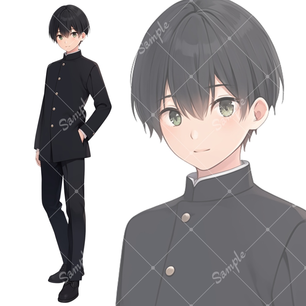 全身立ち絵素材7 学ラン 男子高校生