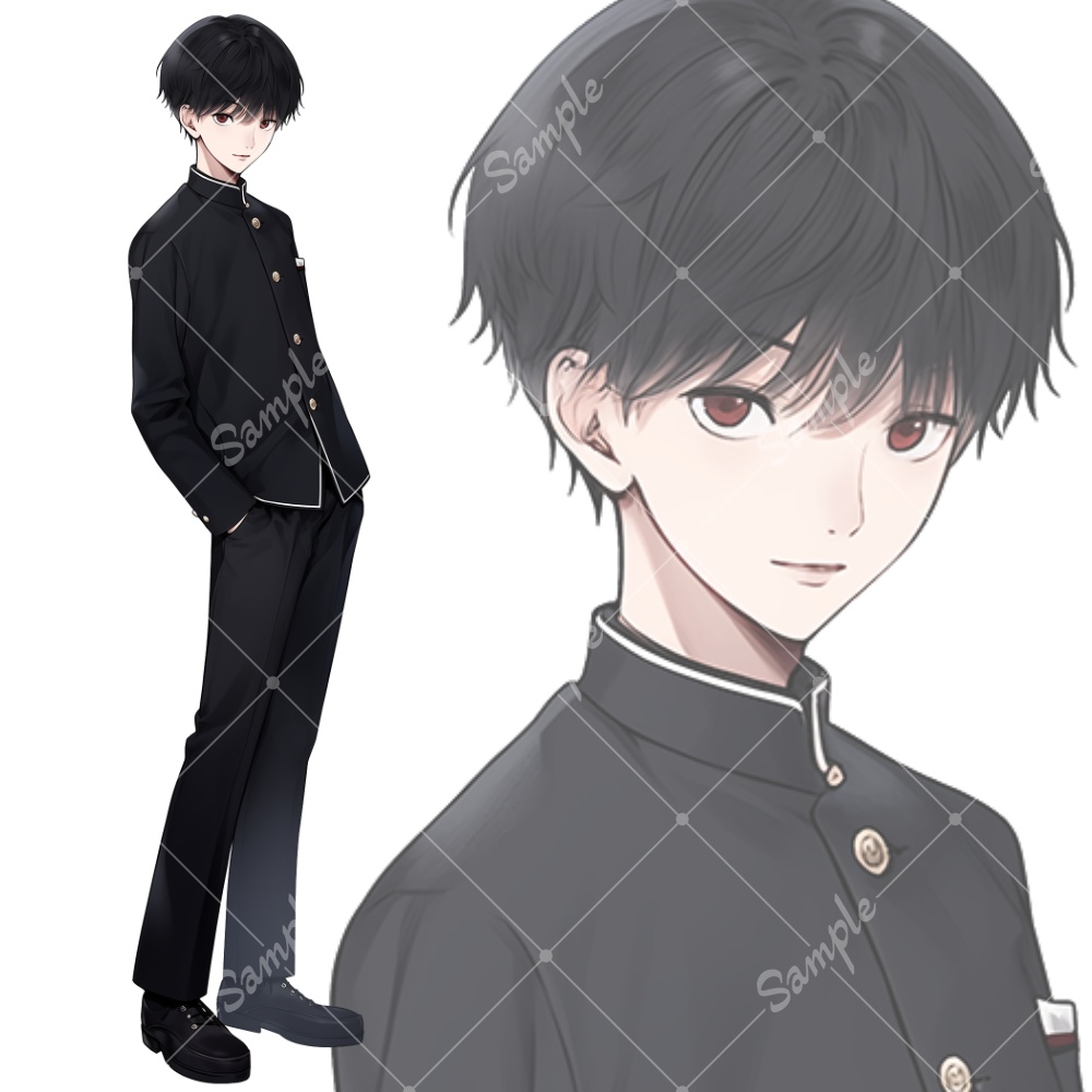 全身立ち絵素材8 学ラン 男子高校生