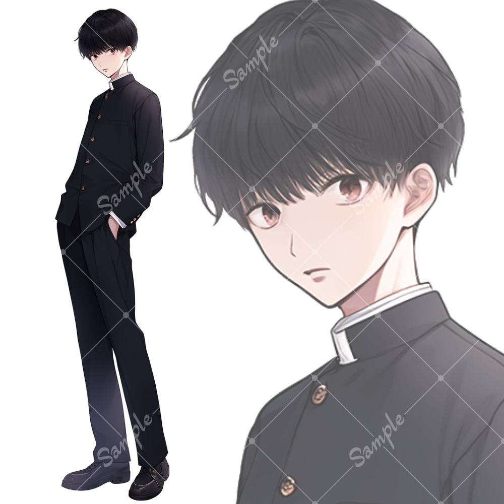全身立ち絵素材9 学ラン 男子高校生