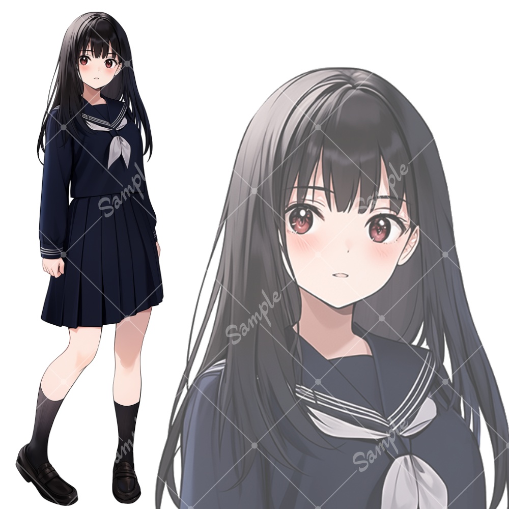 全身立ち絵素材4 セーラー服 女子高生 - tachie - BOOTH