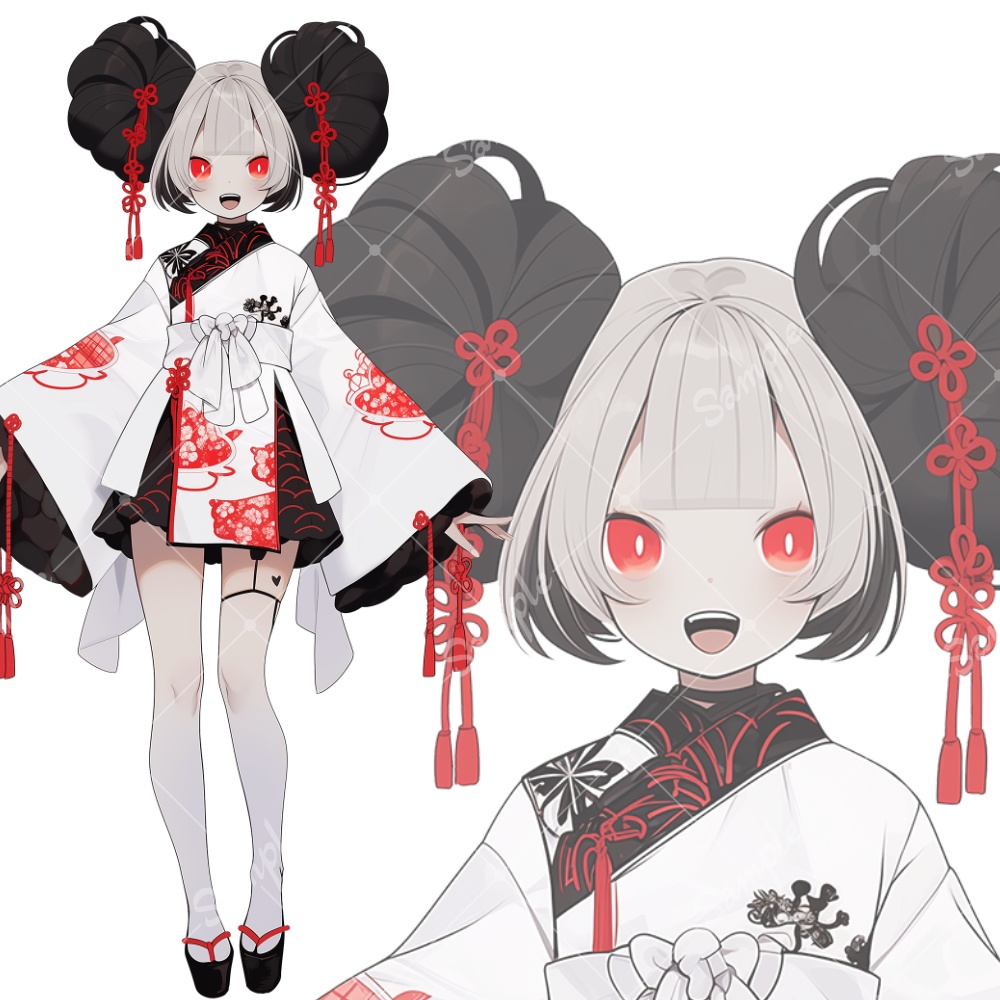 全身立ち絵素材19 個性的な女の子 チャイナ服風