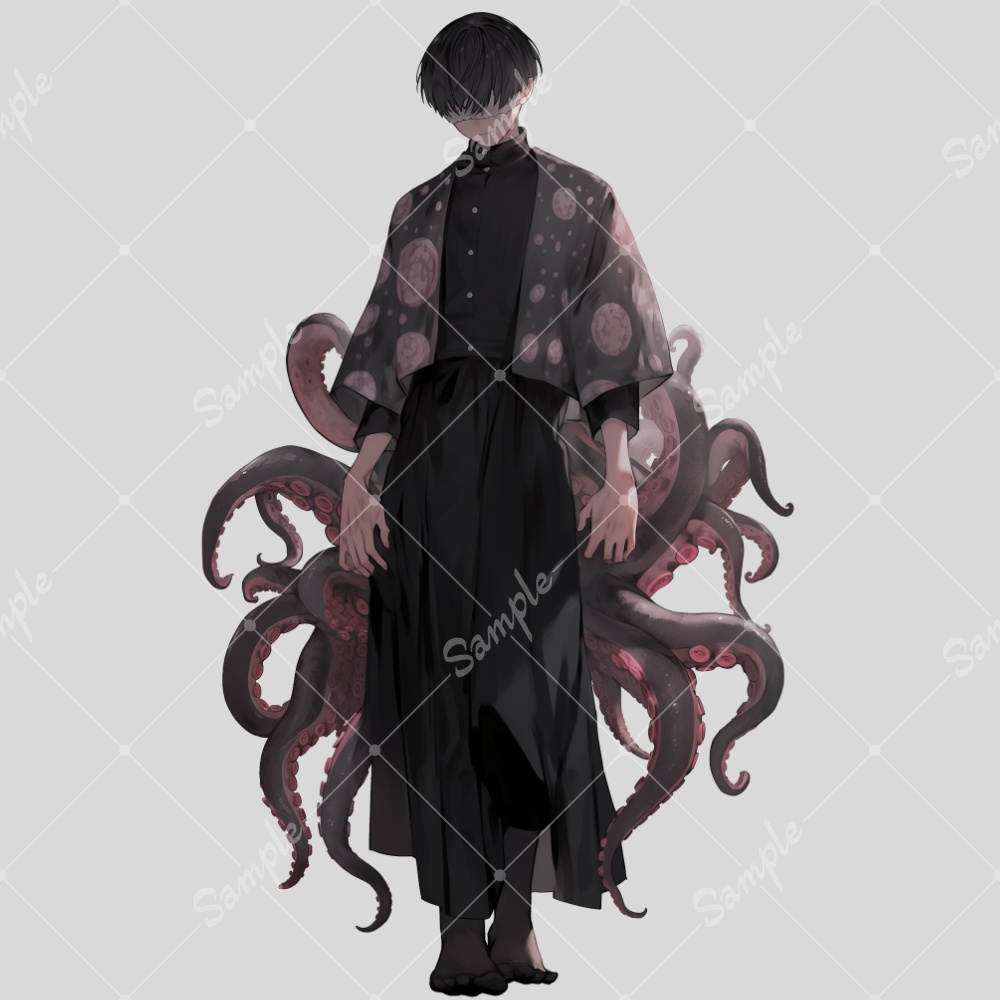 全身立ち絵素材35 目隠し クトゥルフな男の子