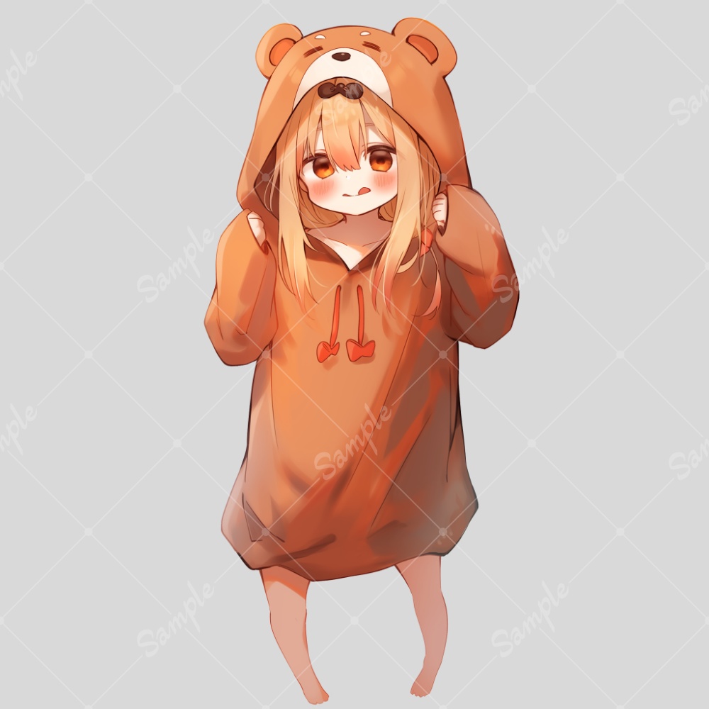 全身立ち絵素材63 くまパーカーの女の子