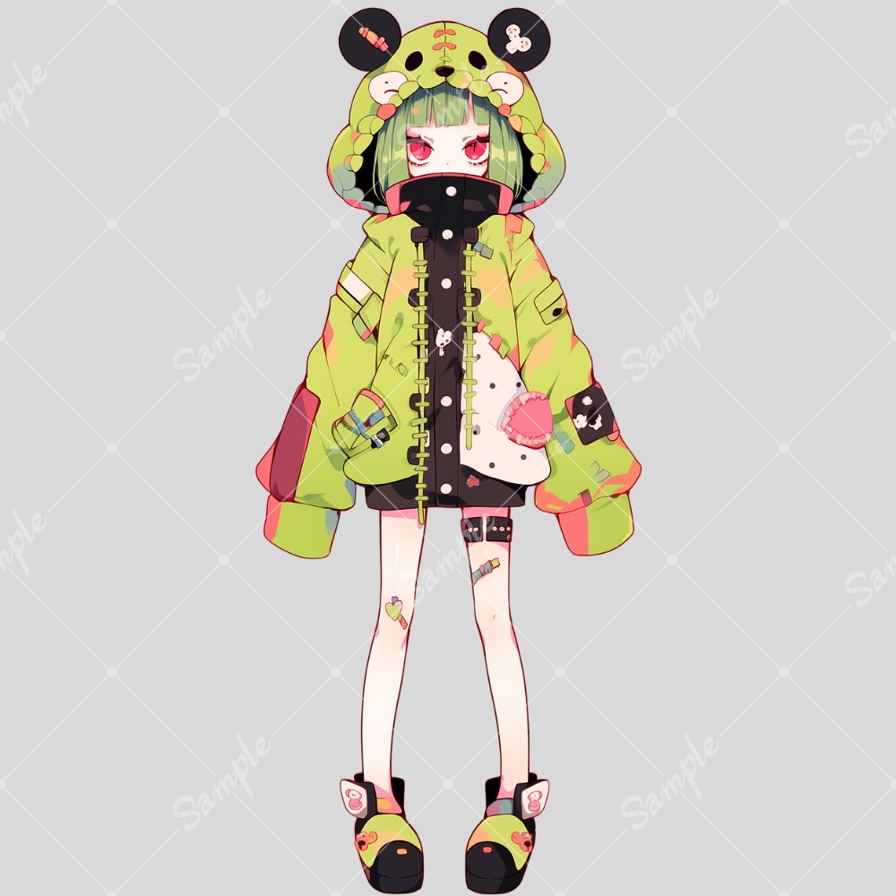 全身立ち絵素材64 くまパーカーの女の子