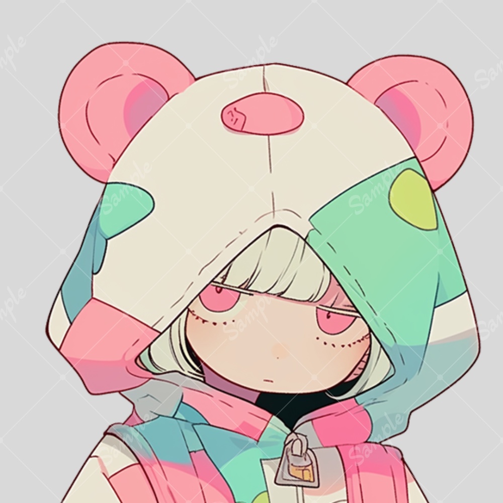 全身立ち絵素材65 くまパーカーの女の子