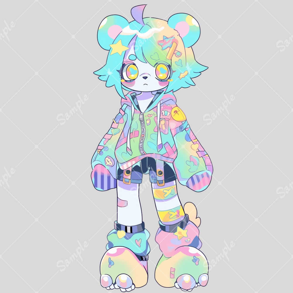 全身立ち絵素材67 ゆめかわなクマの女の子