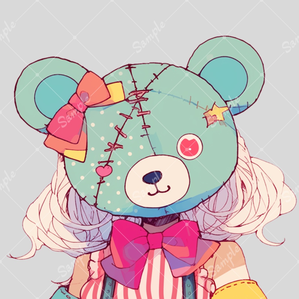 全身立ち絵素材68 パッチワークなクマの女の子