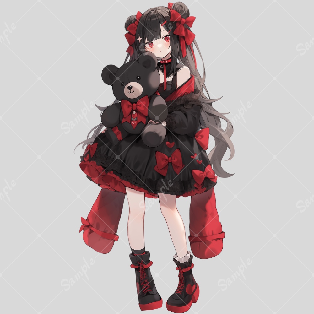 全身立ち絵素材71 ぬいぐるみを抱えた女の子