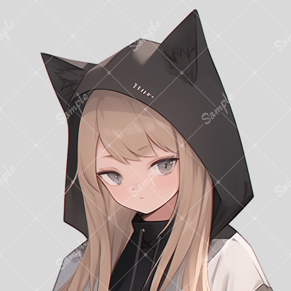 全身立ち絵素材74 猫耳パーカー 女の子