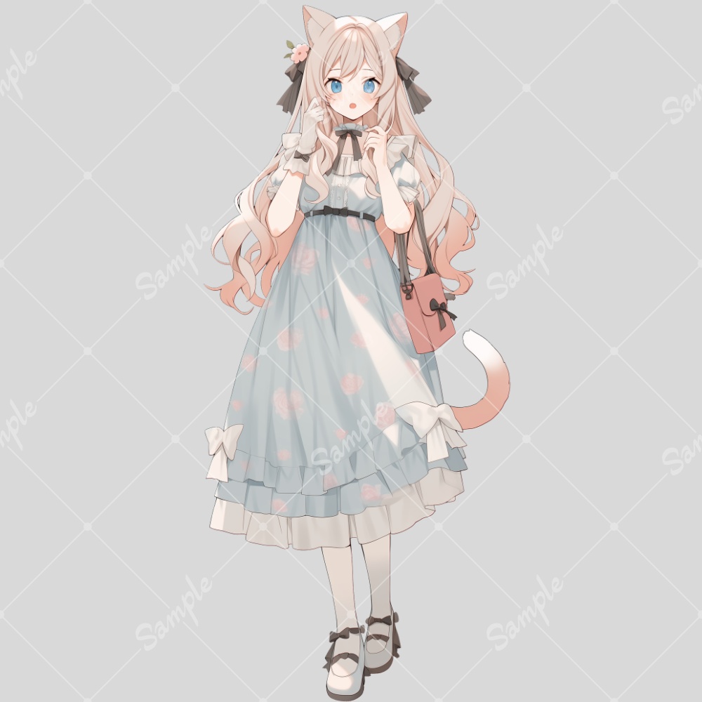 全身立ち絵素材77 猫耳 女の子