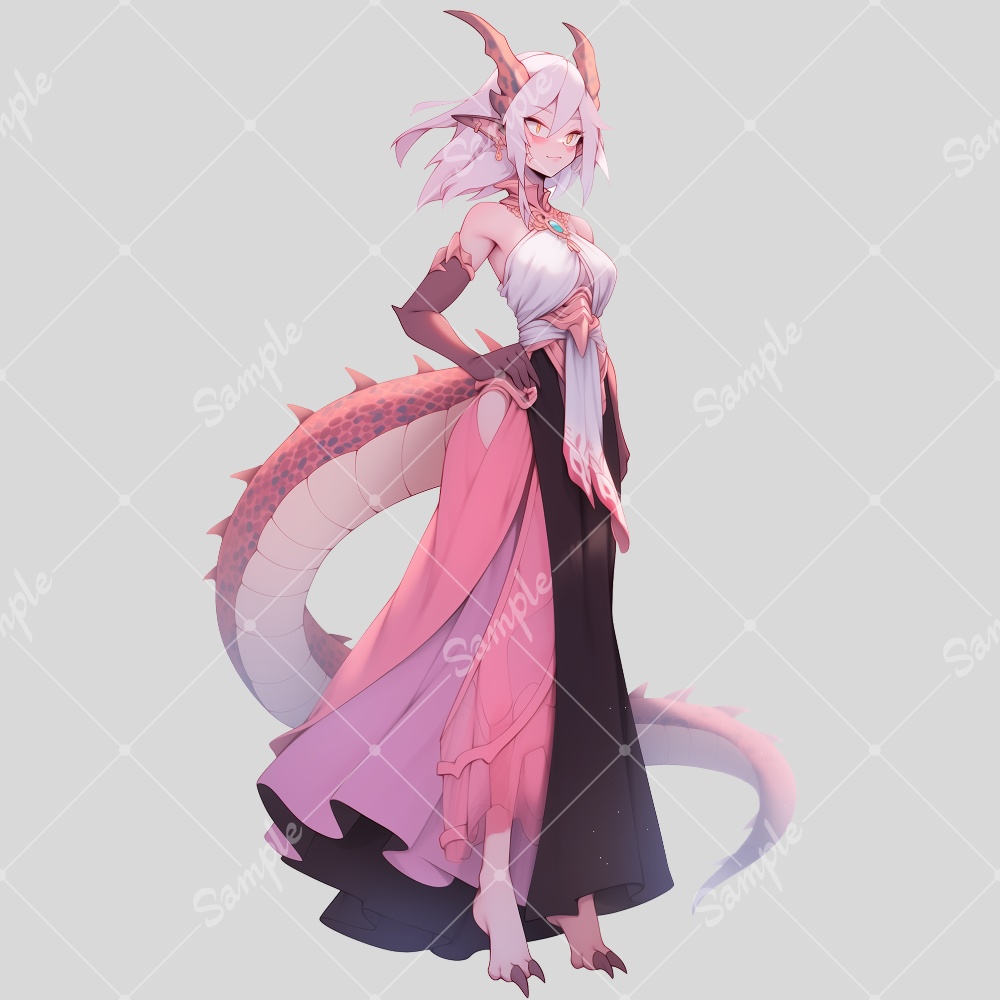 全身立ち絵素材84 ドラゴン 女の子