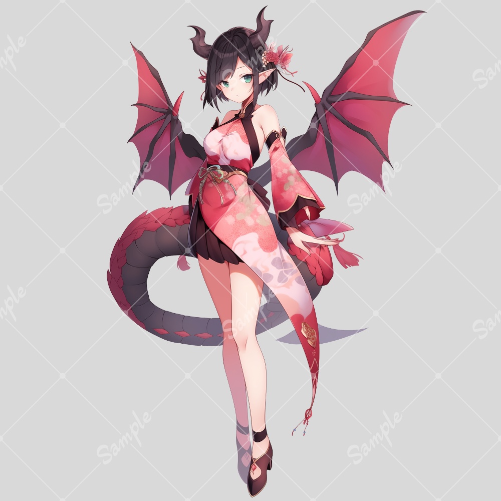 全身立ち絵素材87 ドラゴン 女の子