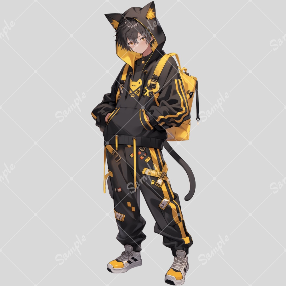 全身立ち絵素材95 猫耳パーカー 男の子