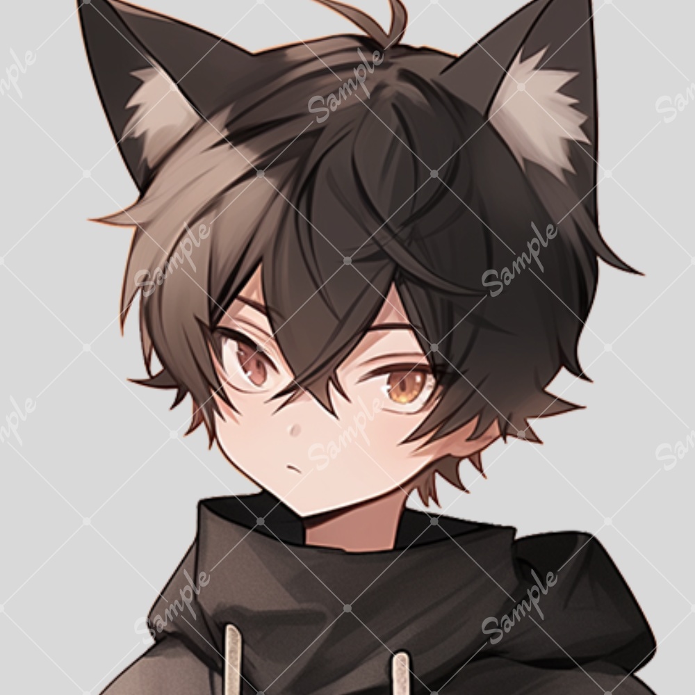 全身立ち絵素材99 黒猫 猫耳の男の子