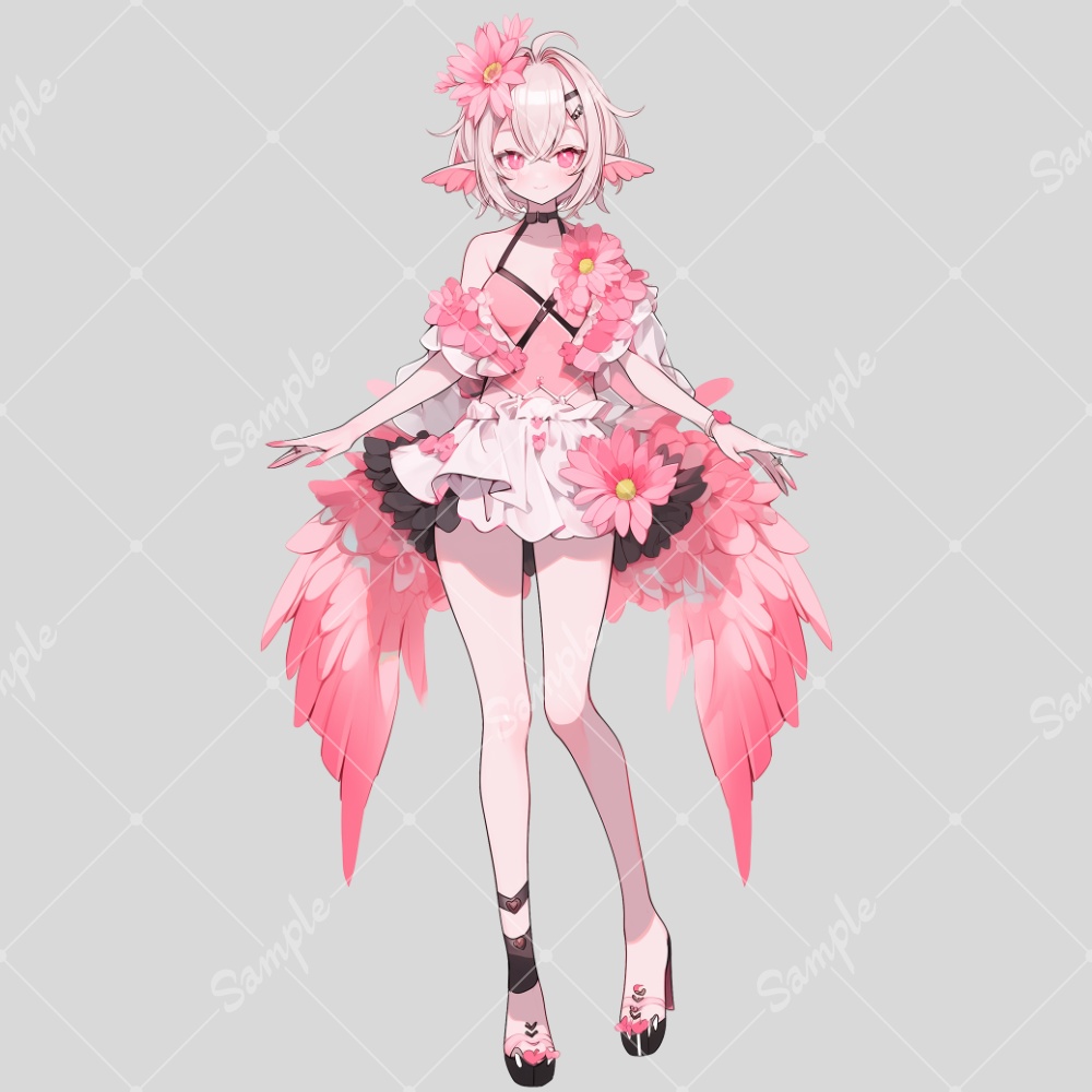 全身立ち絵素材101 個性的な女の子 フラミンゴ