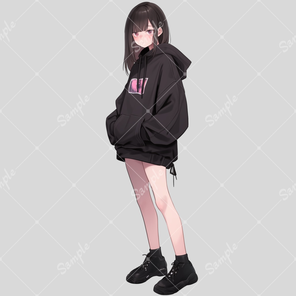 全身立ち絵素材104 パーカー女子
