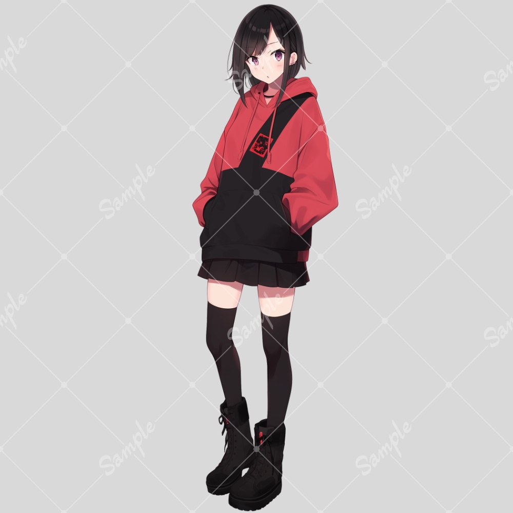全身立ち絵素材105 パーカー女子