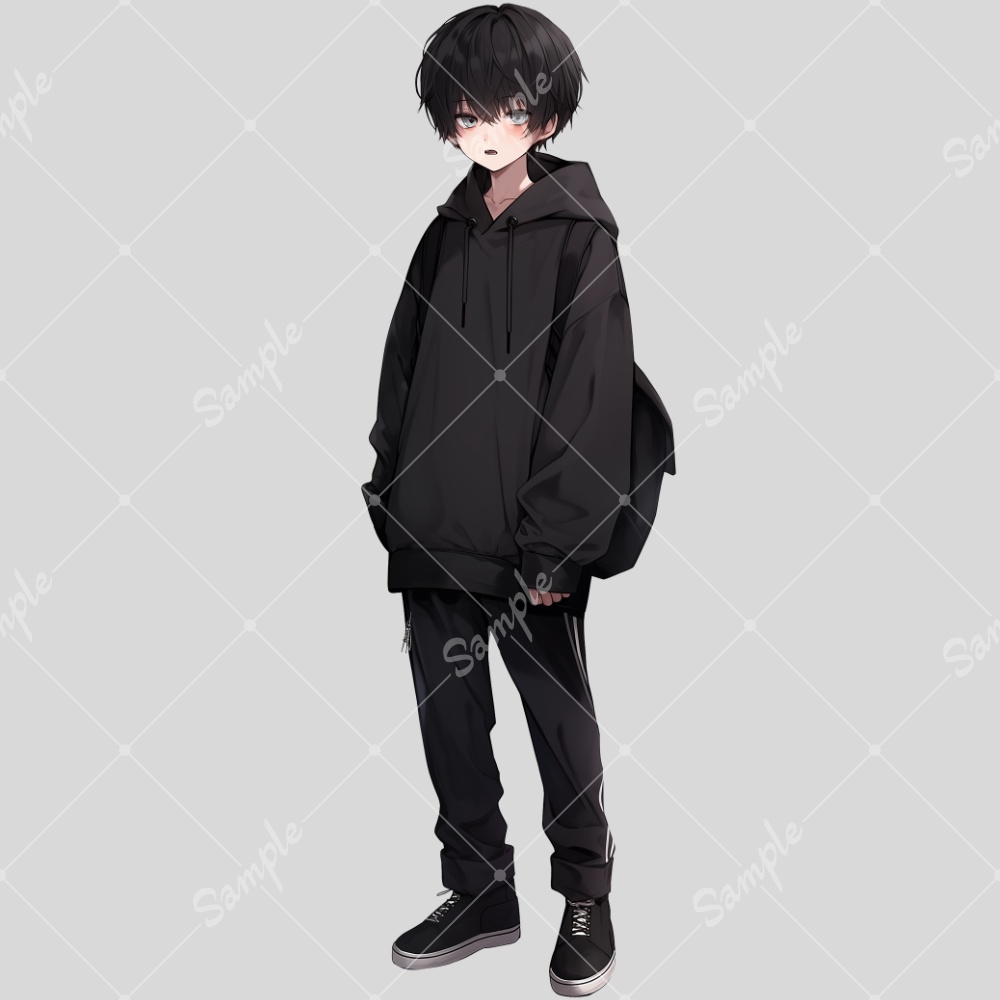 全身立ち絵素材110 パーカー男子