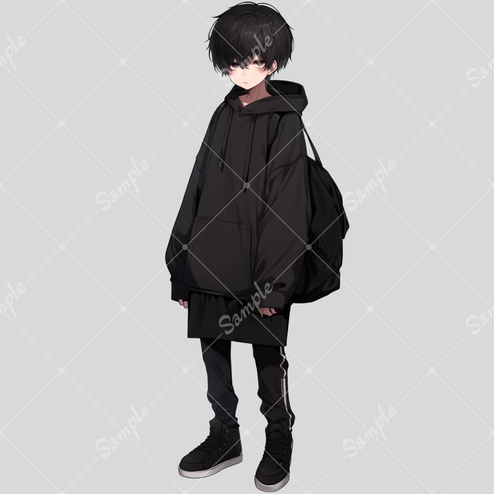 全身立ち絵素材111 パーカー男子