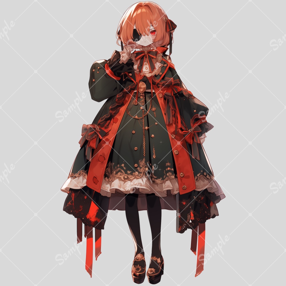 全身立ち絵素材122 眼帯 ゴシックドレス 女の子