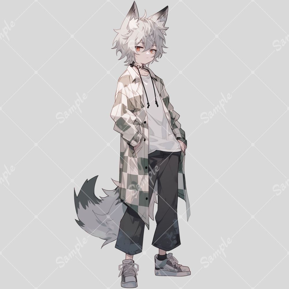 全身立ち絵素材124 狼耳の男の子