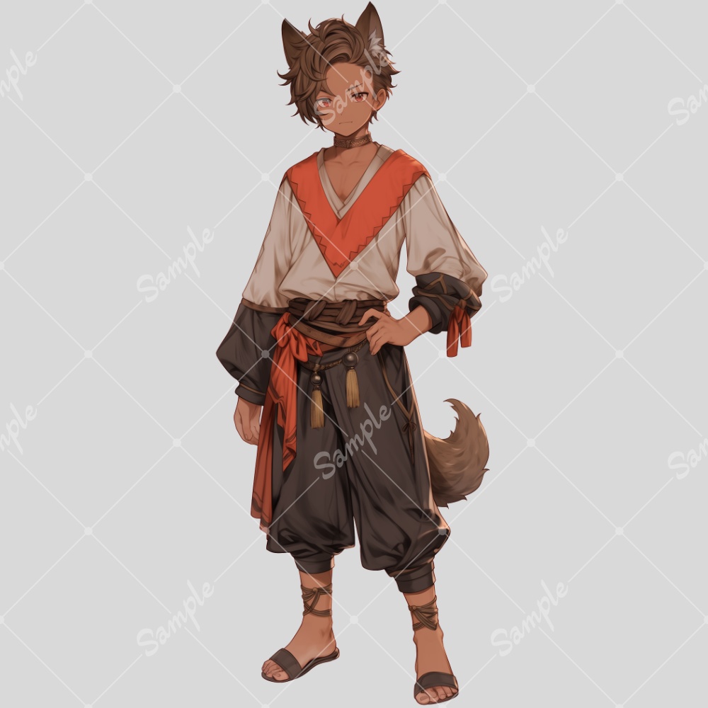 全身立ち絵素材125 狼耳の男の子