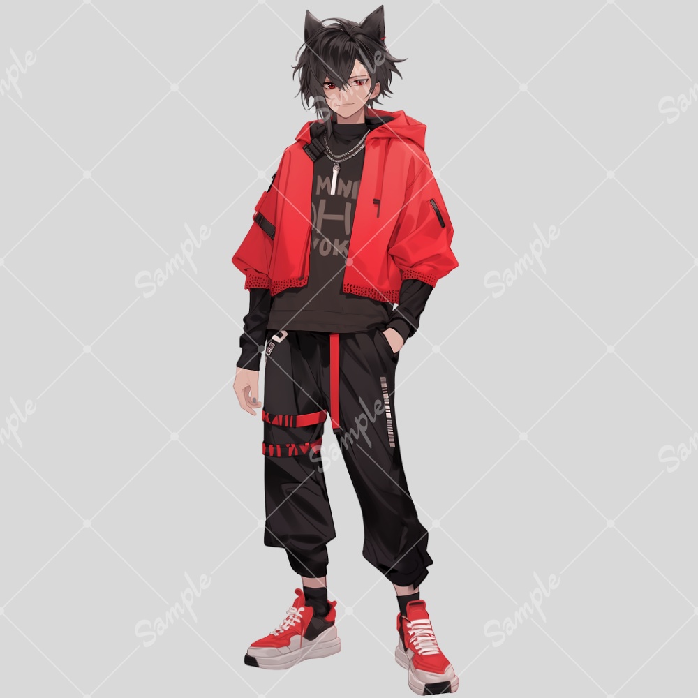 全身立ち絵素材126 狼耳の男の子