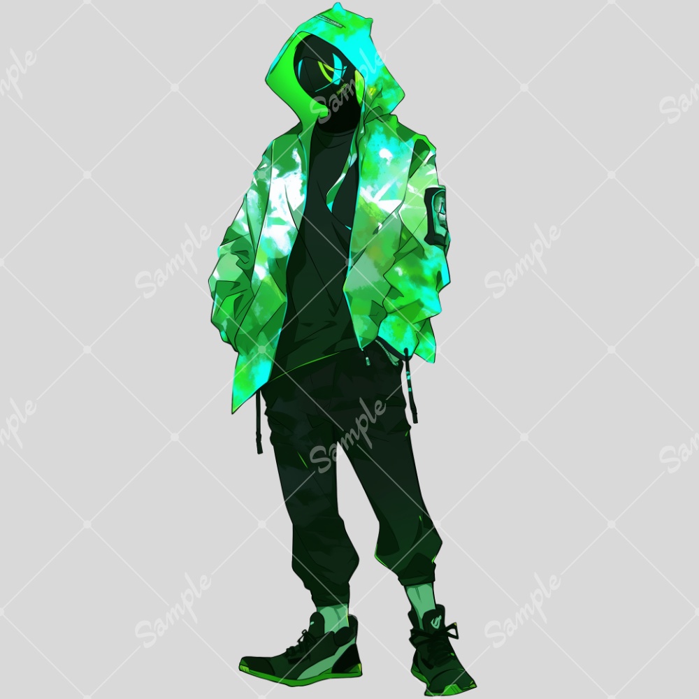 全身立ち絵素材128 サイバーパンクな人外男性