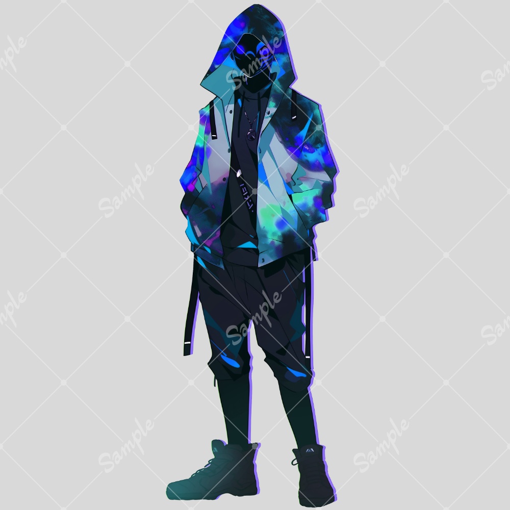 全身立ち絵素材130 サイバーパンクな人外男性