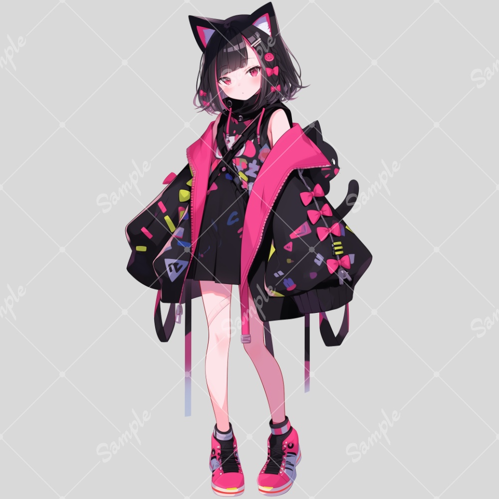 全身立ち絵素材131 猫耳 女の子