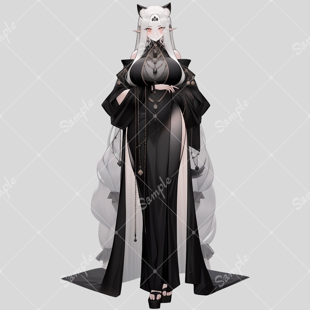 全身立ち絵素材134 ドレス 猫耳 女の子