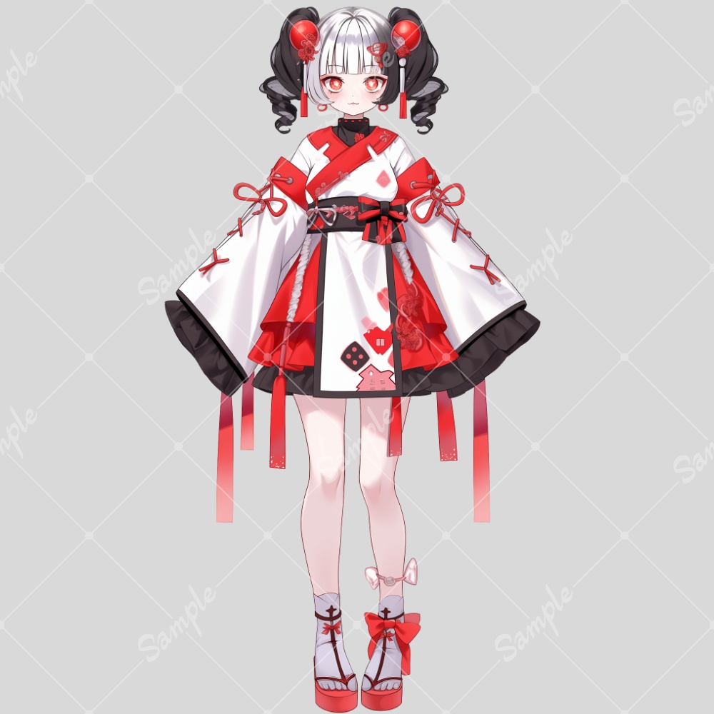 全身立ち絵素材138 個性的な女の子 チャイナ服風