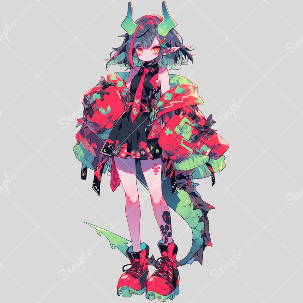 全身立ち絵素材140 鬼 女の子