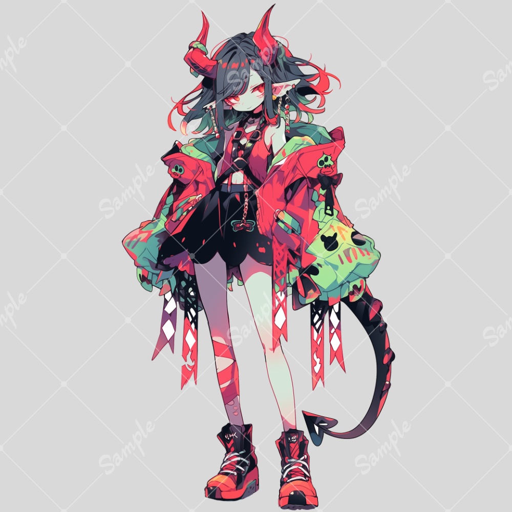 全身立ち絵素材141 鬼 女の子