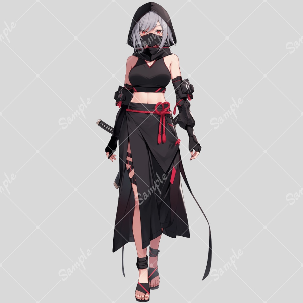 全身立ち絵素材161 忍者 くノ一 女の子