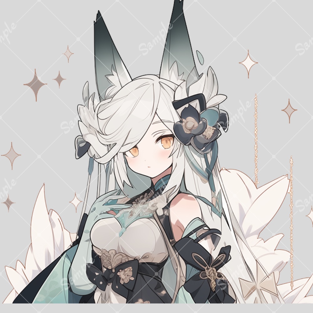 全身立ち絵素材172 ドレス 狐 女の子