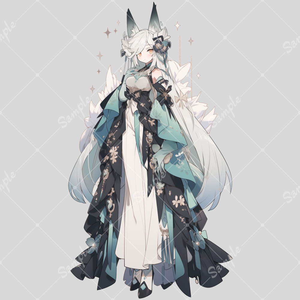 全身立ち絵素材172 ドレス 狐 女の子