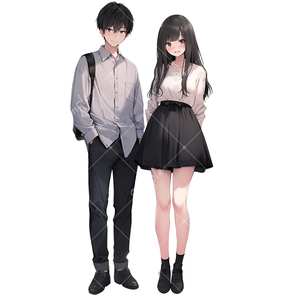 全身立ち絵素材190 男の子と女の子のセット カップル