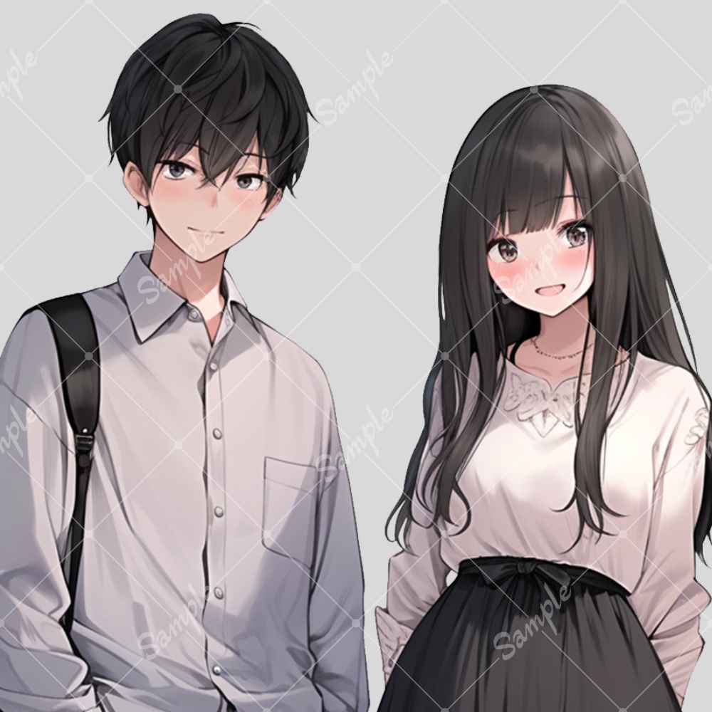 全身立ち絵素材190 男の子と女の子のセット カップル